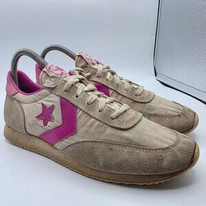 Vintage 80's Converse Womens Size 5.5 Beige Pink Sneaker Shoes Sports Walking